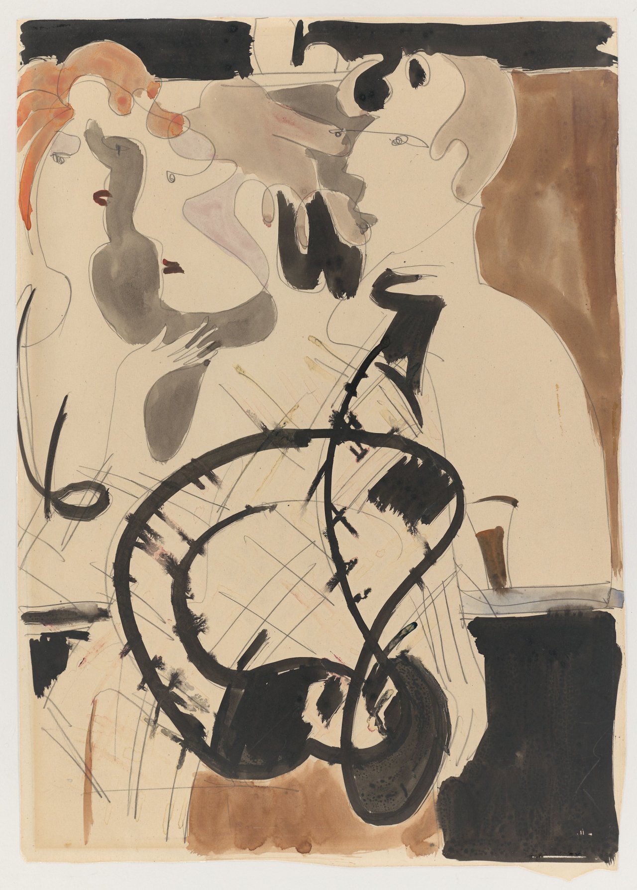 This picture shows the following artwork: Ernst Ludwig Kirchner. Coffeehouse scene. 1930.