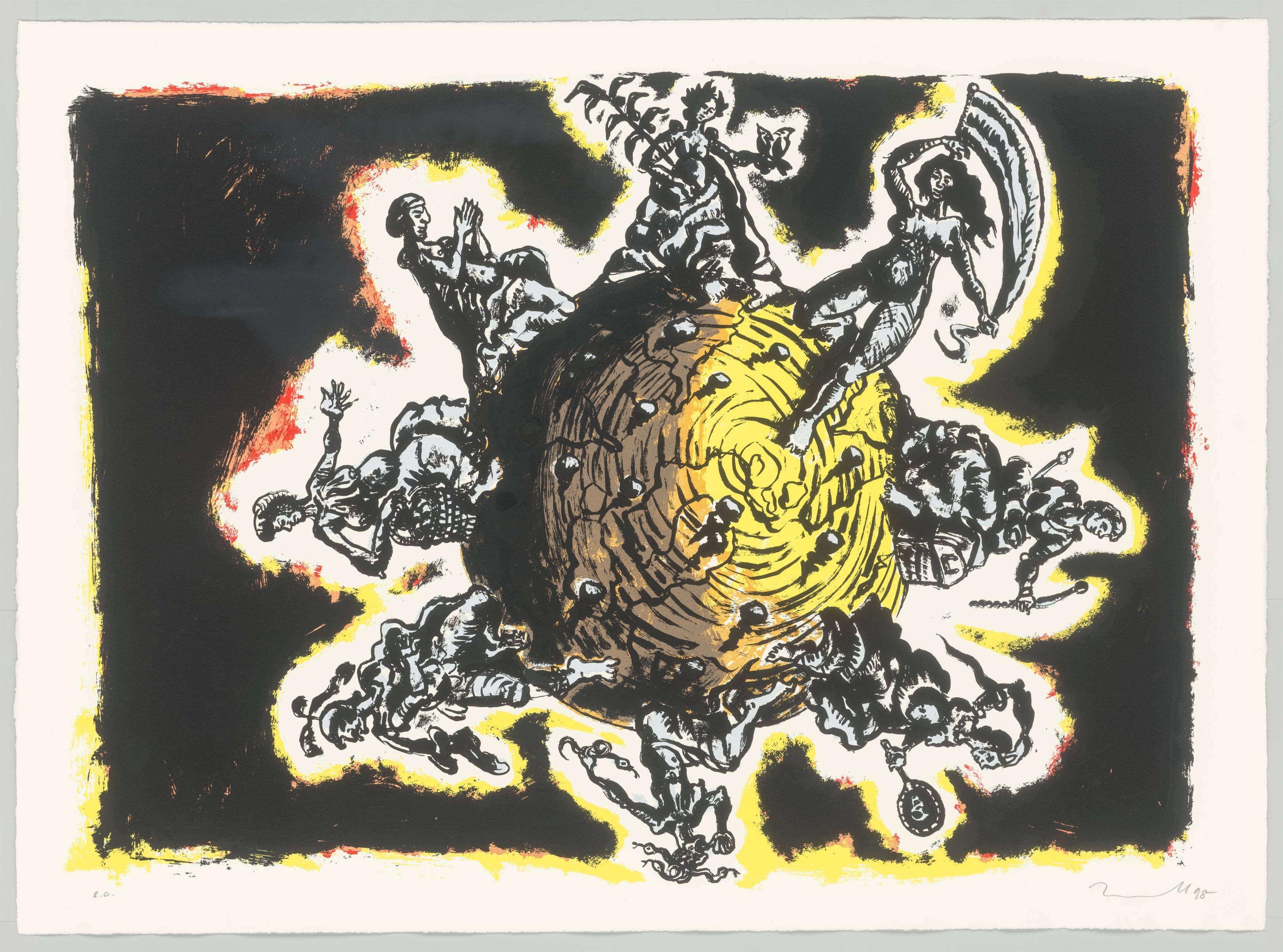 Auf diesem Bild ist das folgende Kunstwerk zu sehen: Jörg Immendorff. „Weltlauf“. 1998.