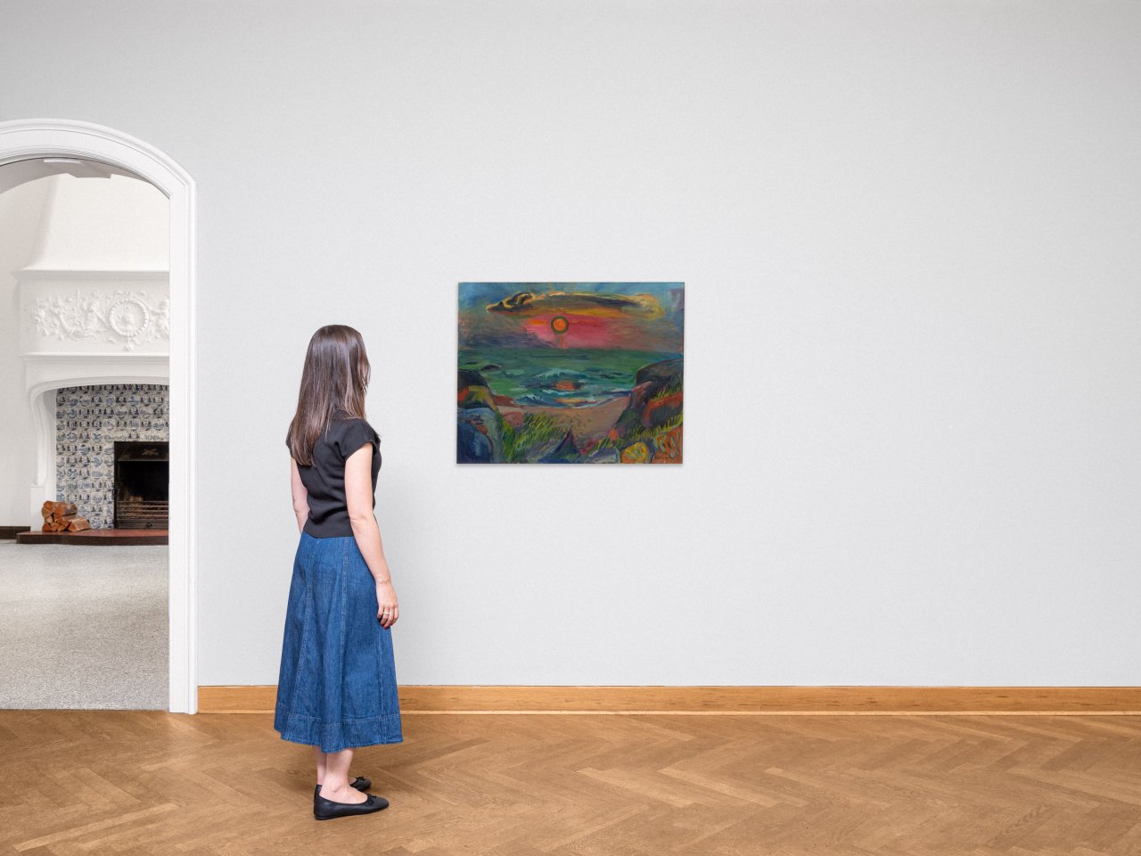 This picture shows the following artwork: Bruno Krauskopf. Sonnenuntergang in Ogna (Sunset in Ogna).