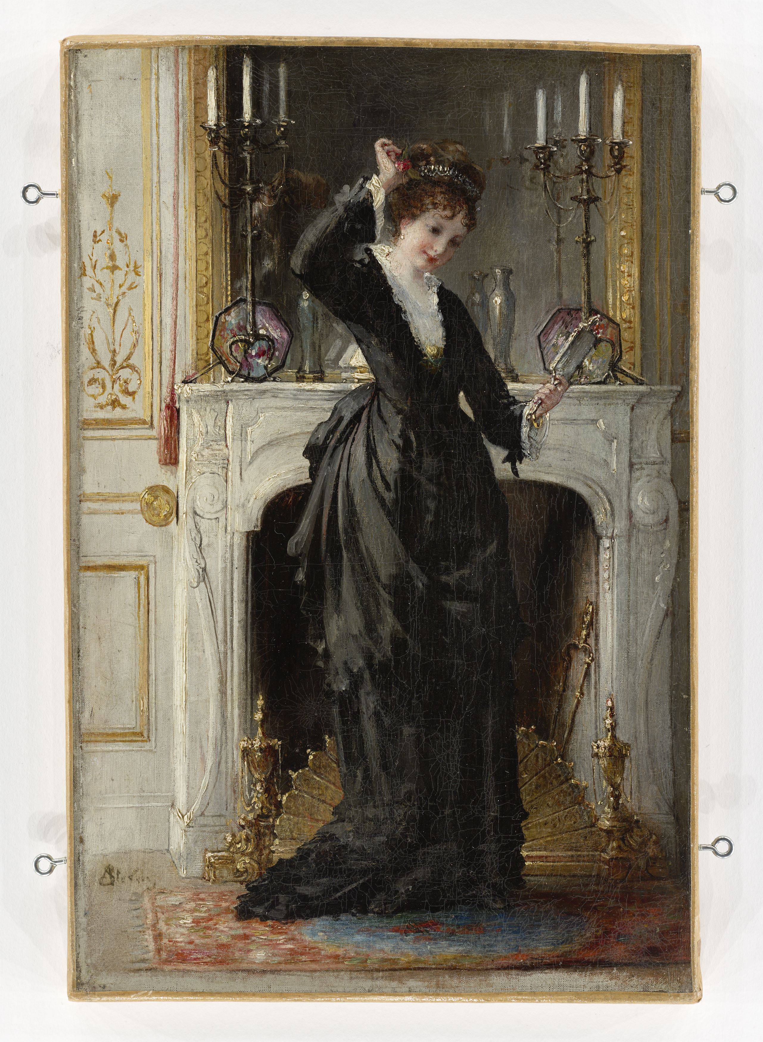 This picture shows the following artwork: Alfred Stevens. In the Boudoir.