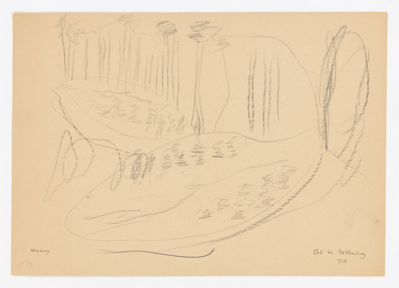 Auf diesem Bild ist das folgende Kunstwerk zu sehen: Gerhard Altenbourg. „Tal bei Waldenburg“. 1981.