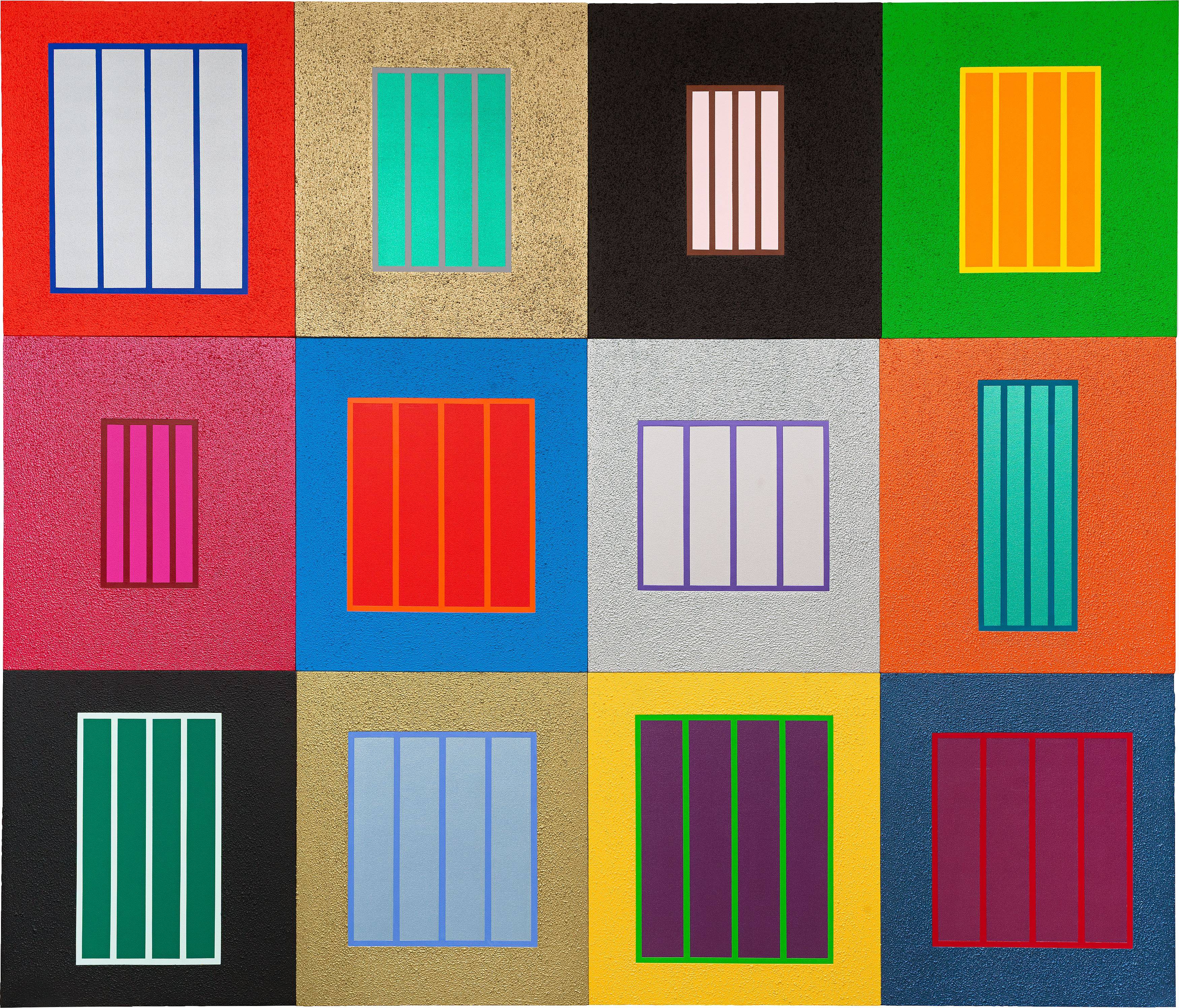 Auf diesem Bild ist das folgende Kunstwerk zu sehen: Peter Halley. „Conspiracy Theory“. 2002.