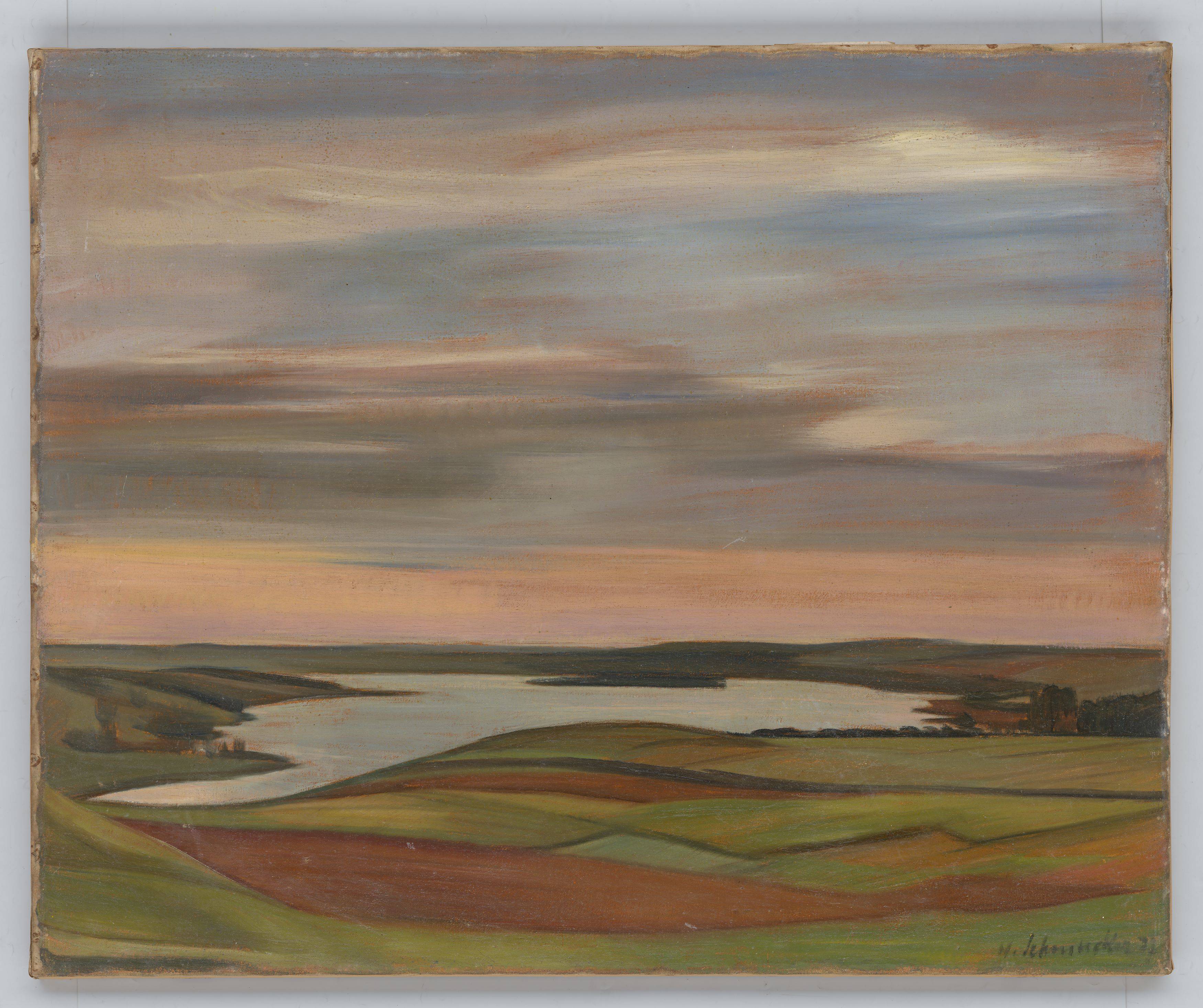 This picture shows the following artwork: Hannes Schmucker. East Prussian lake at sunset (Jucha). 1939.