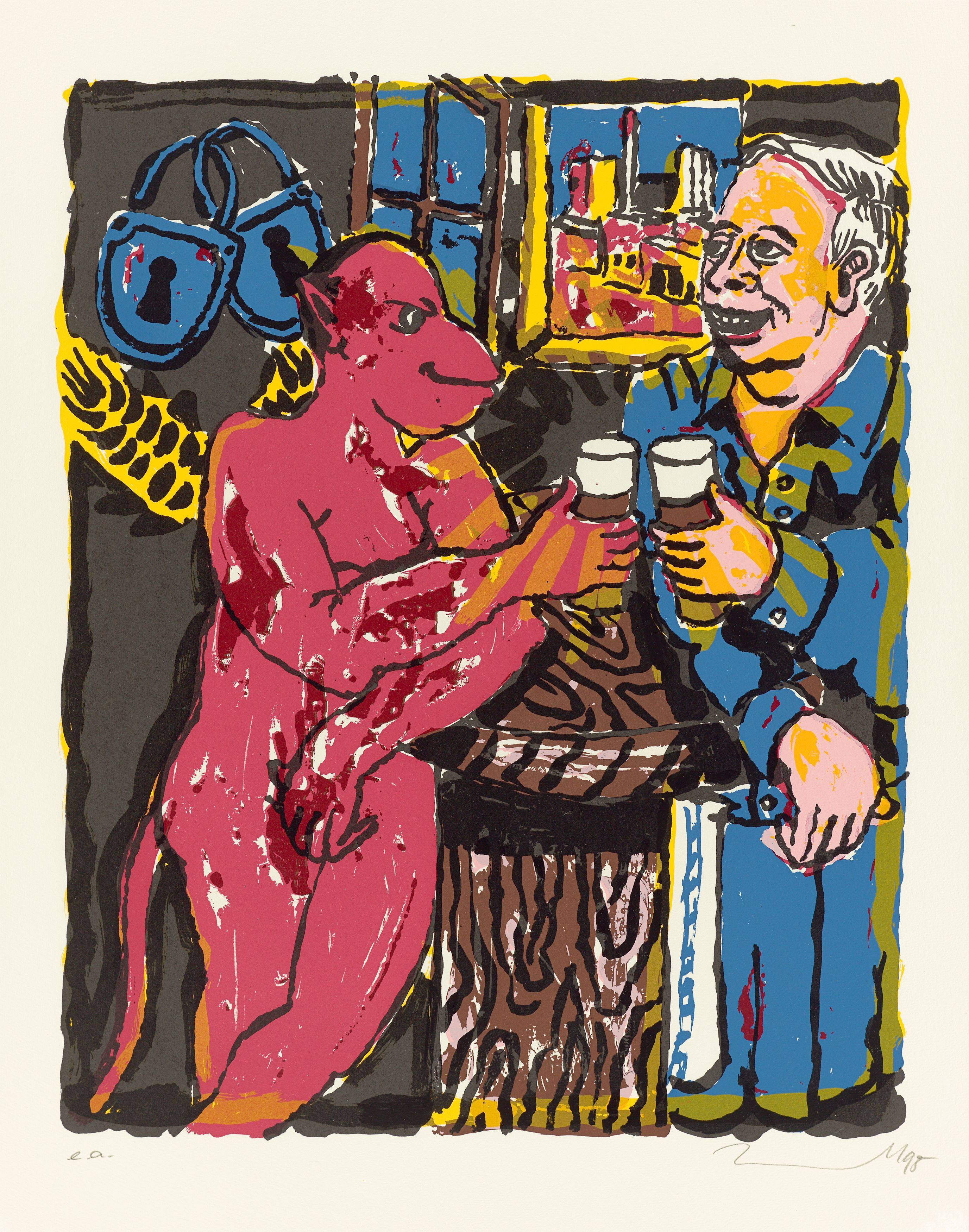 Auf diesem Bild ist das folgende Kunstwerk zu sehen: Jörg Immendorff. „Schlösser“. 1998.