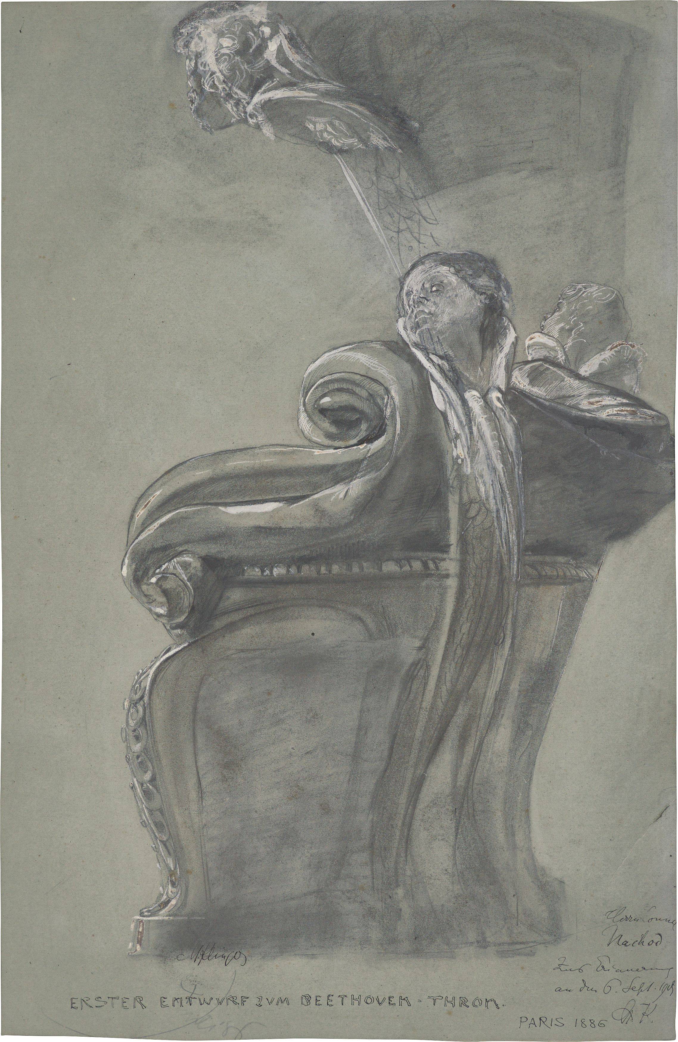 This picture shows the following artwork: Max Klinger. ”Erster Entwurf zum Beethoven-Thron”. 1886.