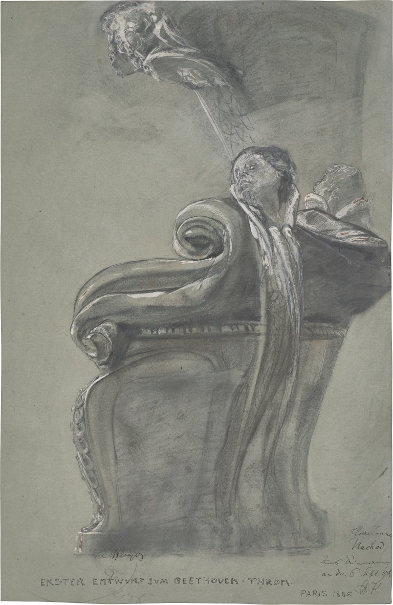 This picture shows the following artwork: Max Klinger. ”Erster Entwurf zum Beethoven-Thron”. 1886.