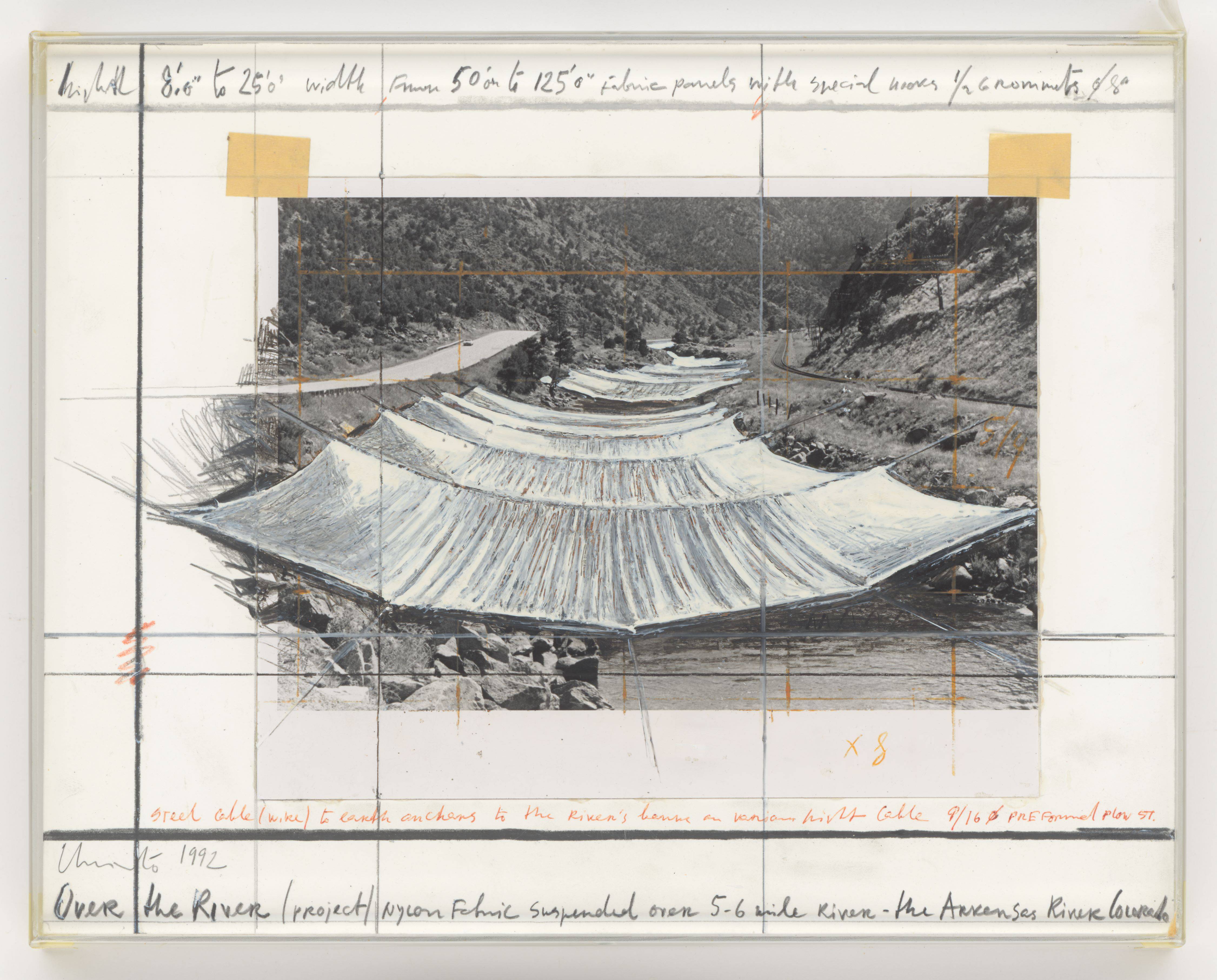 Auf diesem Bild ist das folgende Kunstwerk zu sehen:  Christo. „Over the River (Project)“. 1992.