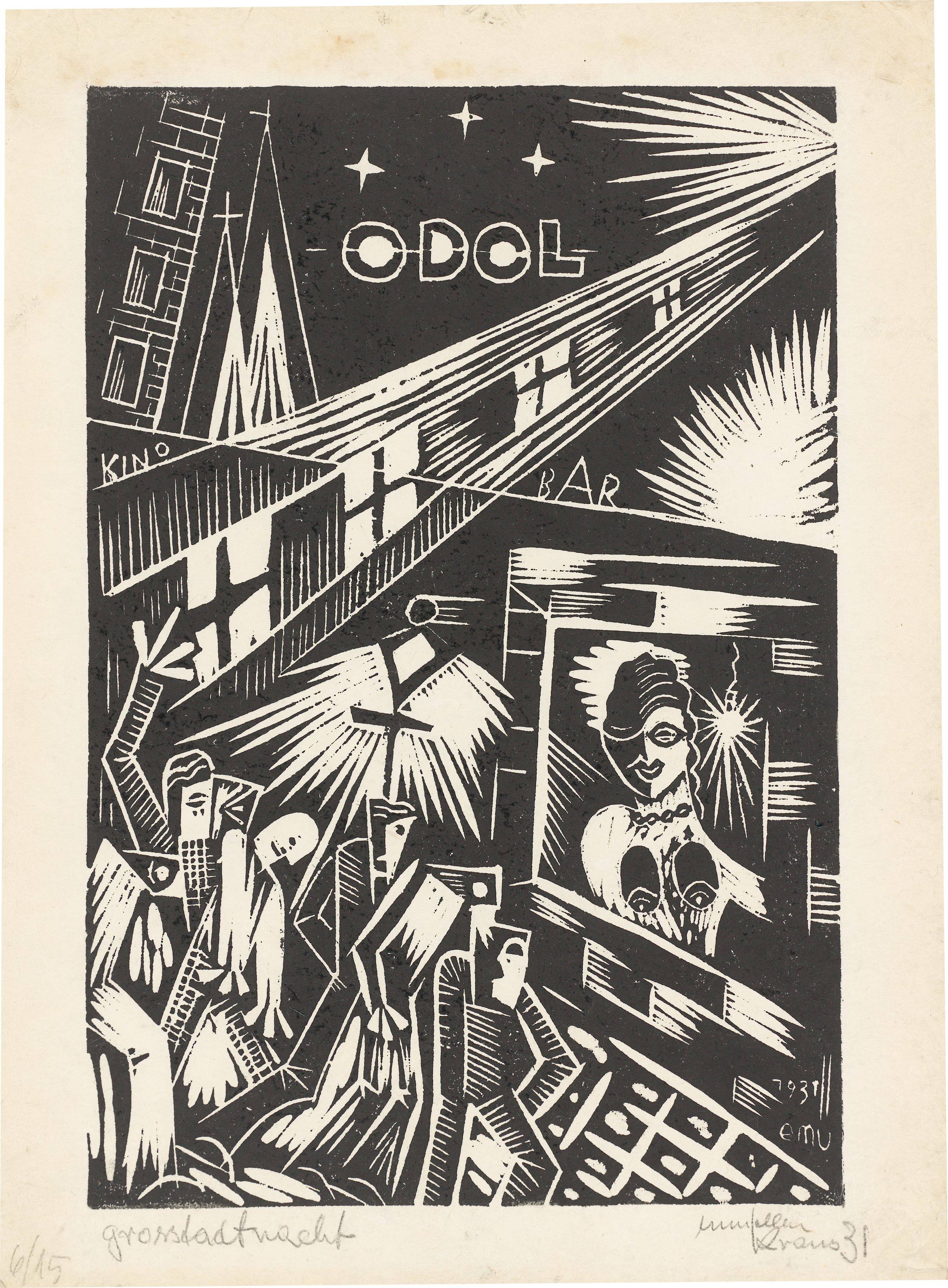 Auf diesem Bild ist das folgende Kunstwerk zu sehen: Erich Müller-Kraus. „Großstadtnacht“. 1931.