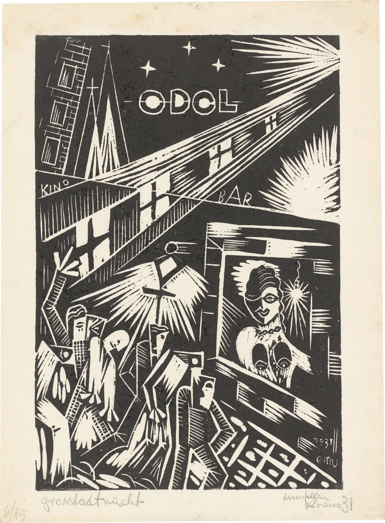 Auf diesem Bild ist das folgende Kunstwerk zu sehen: Erich Müller-Kraus. „Großstadtnacht“. 1931.