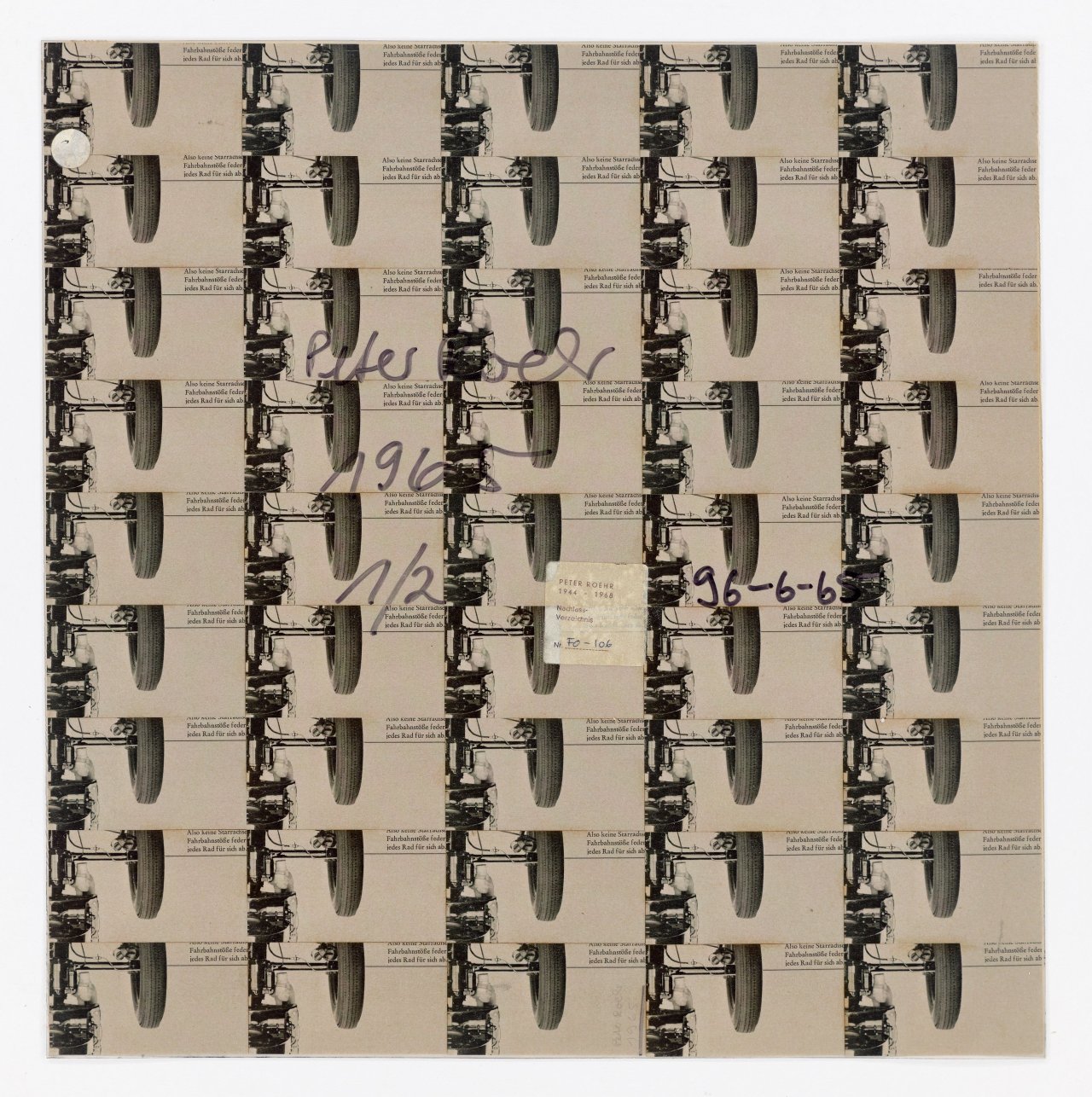 Auf diesem Bild ist das folgende Kunstwerk zu sehen: Peter Roehr. Ohne Titel (FO-106). 1965.