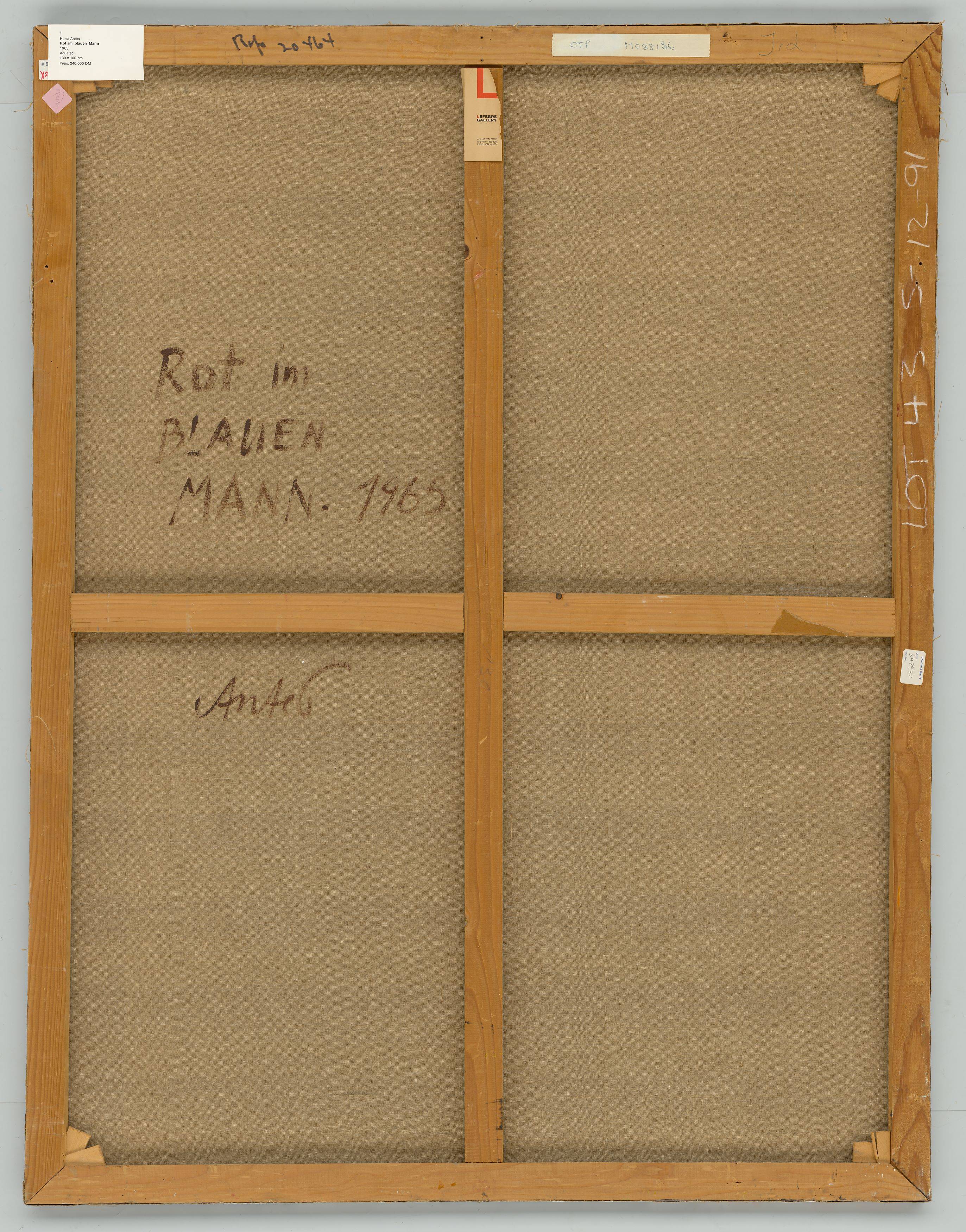 Auf diesem Bild ist das folgende Kunstwerk zu sehen: Horst Antes. „Rot im blauen Mann“. 1965.
