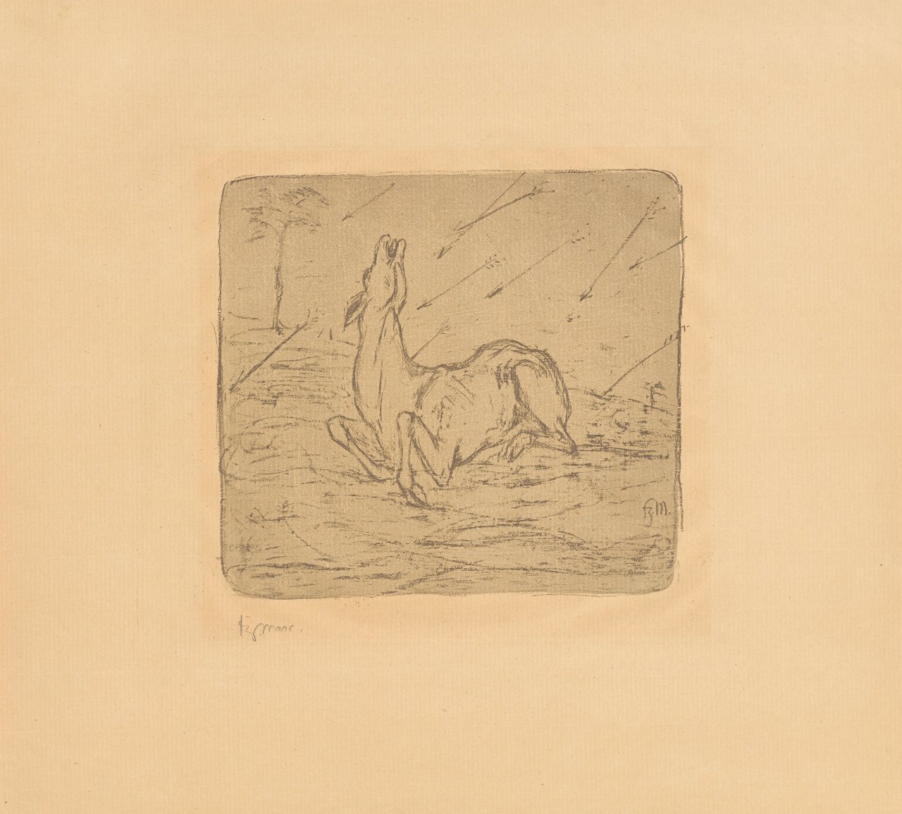 This picture shows the following artwork: Franz Marc. ”Sterbendes Reh”. 1908.