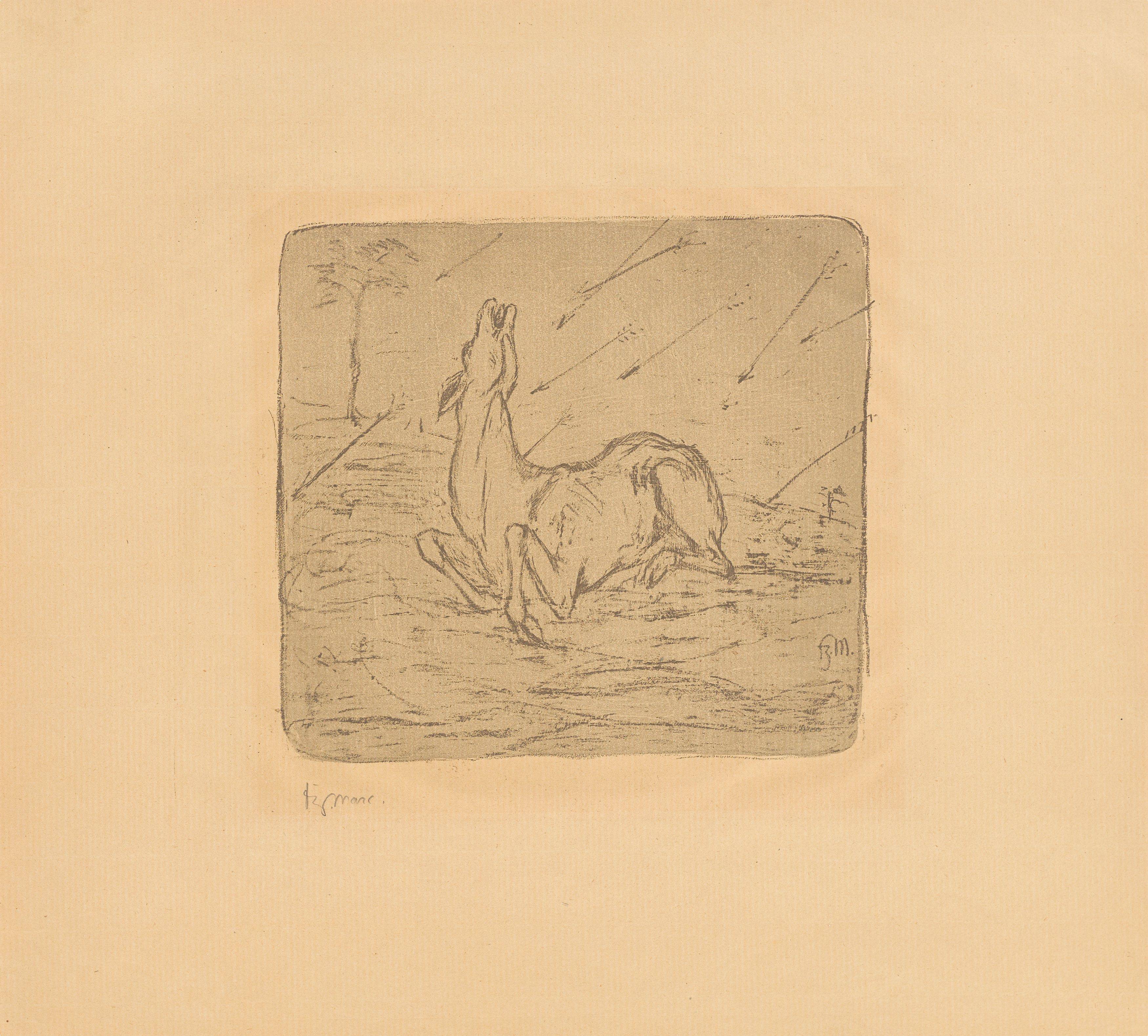 This picture shows the following artwork: Franz Marc. ”Sterbendes Reh”. 1908.