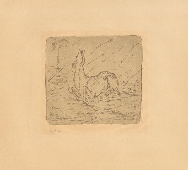 This picture shows the following artwork: Franz Marc. ”Sterbendes Reh”. 1908.