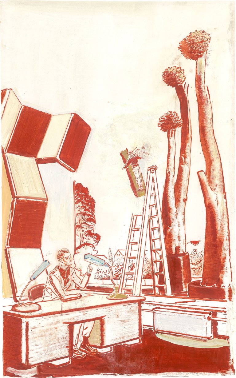Auf diesem Bild ist das folgende Kunstwerk zu sehen: Neo Rauch. Die Leiter. 2000.