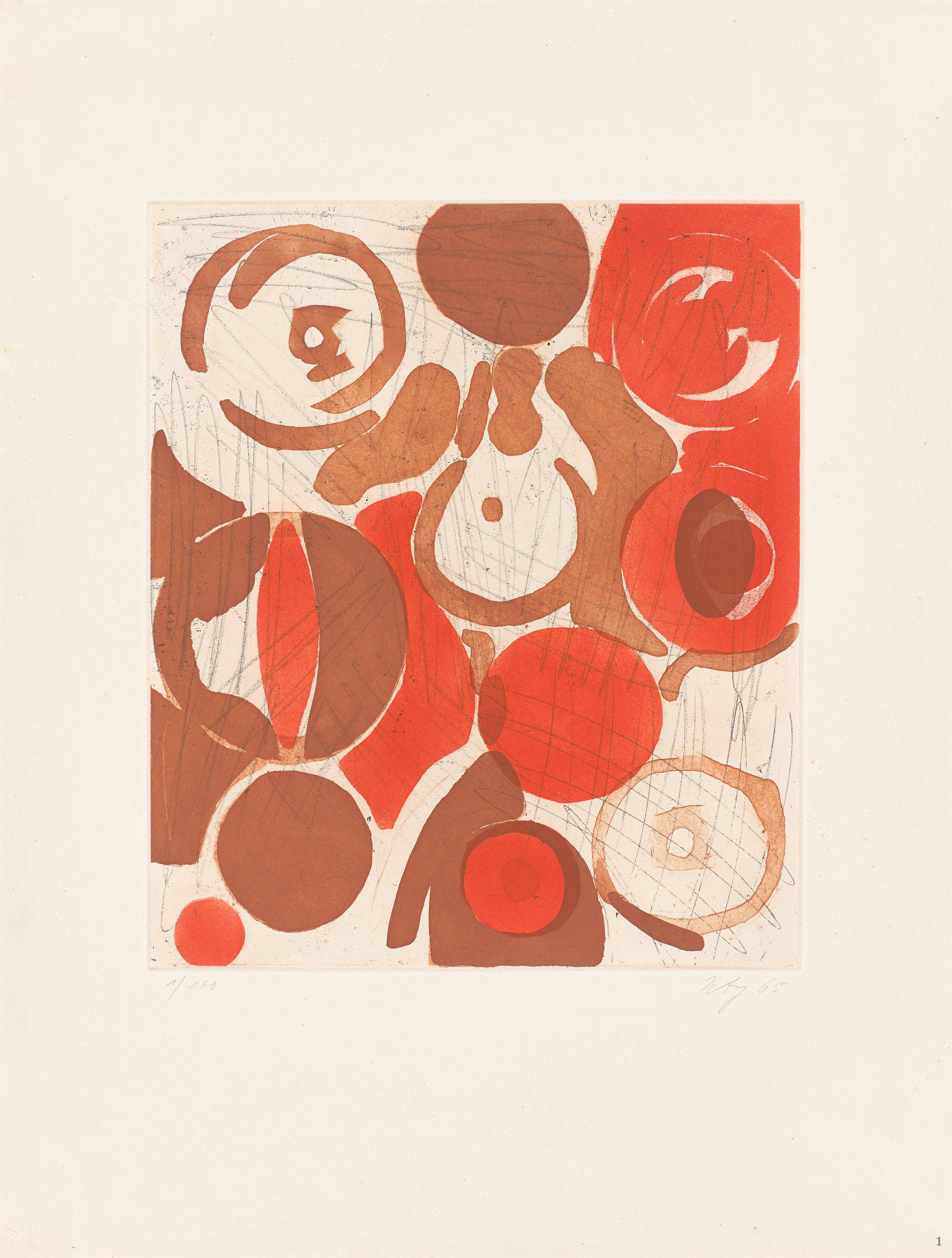 Auf diesem Bild ist das folgende Kunstwerk zu sehen: Ernst Wilhelm Nay. „Sechs Aquatinten“. 1965.