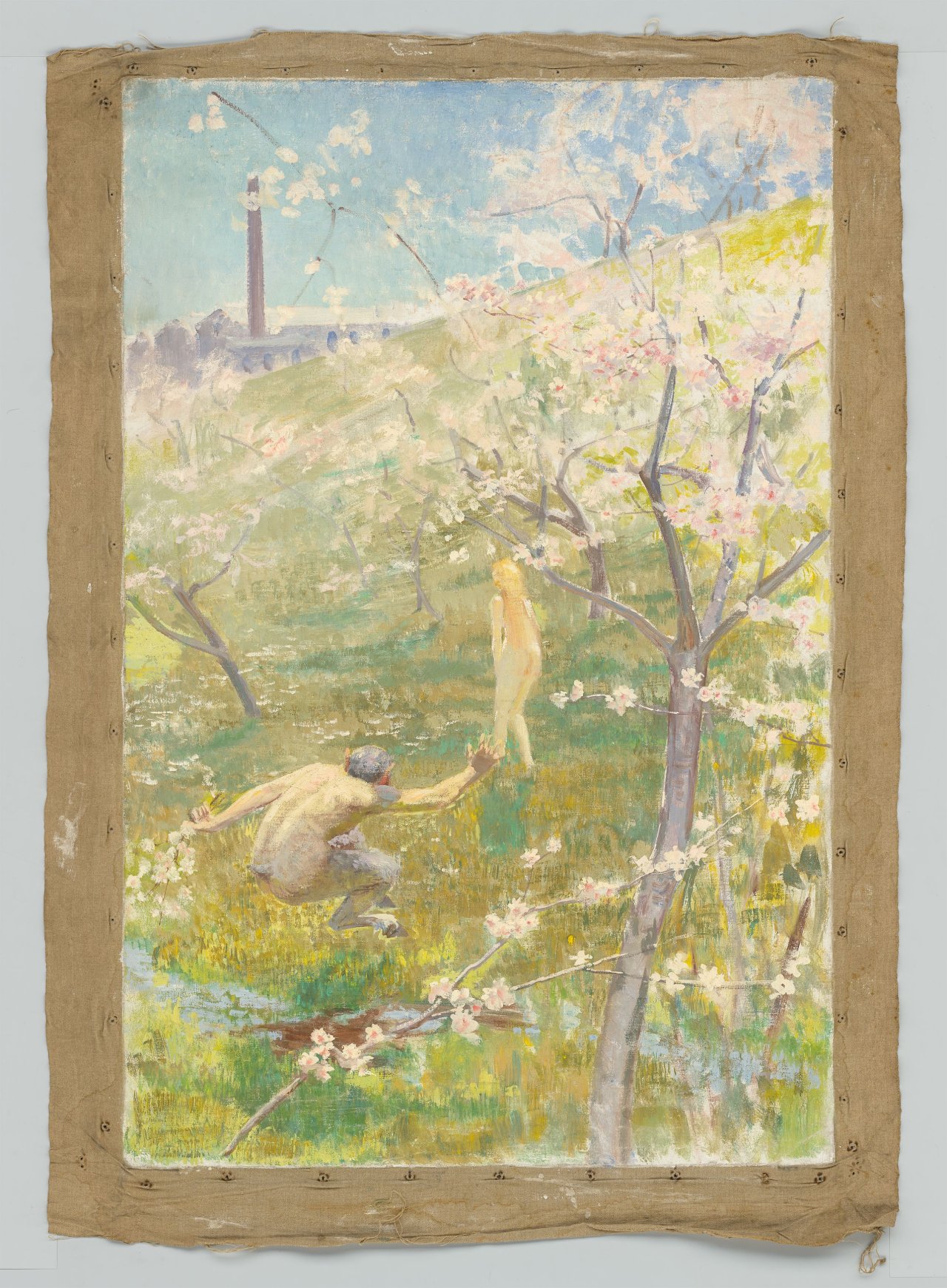 This picture shows the following artwork: Max Pietschmann. Nymph and Faun beneath the Cherry Trees. Circa 1900.