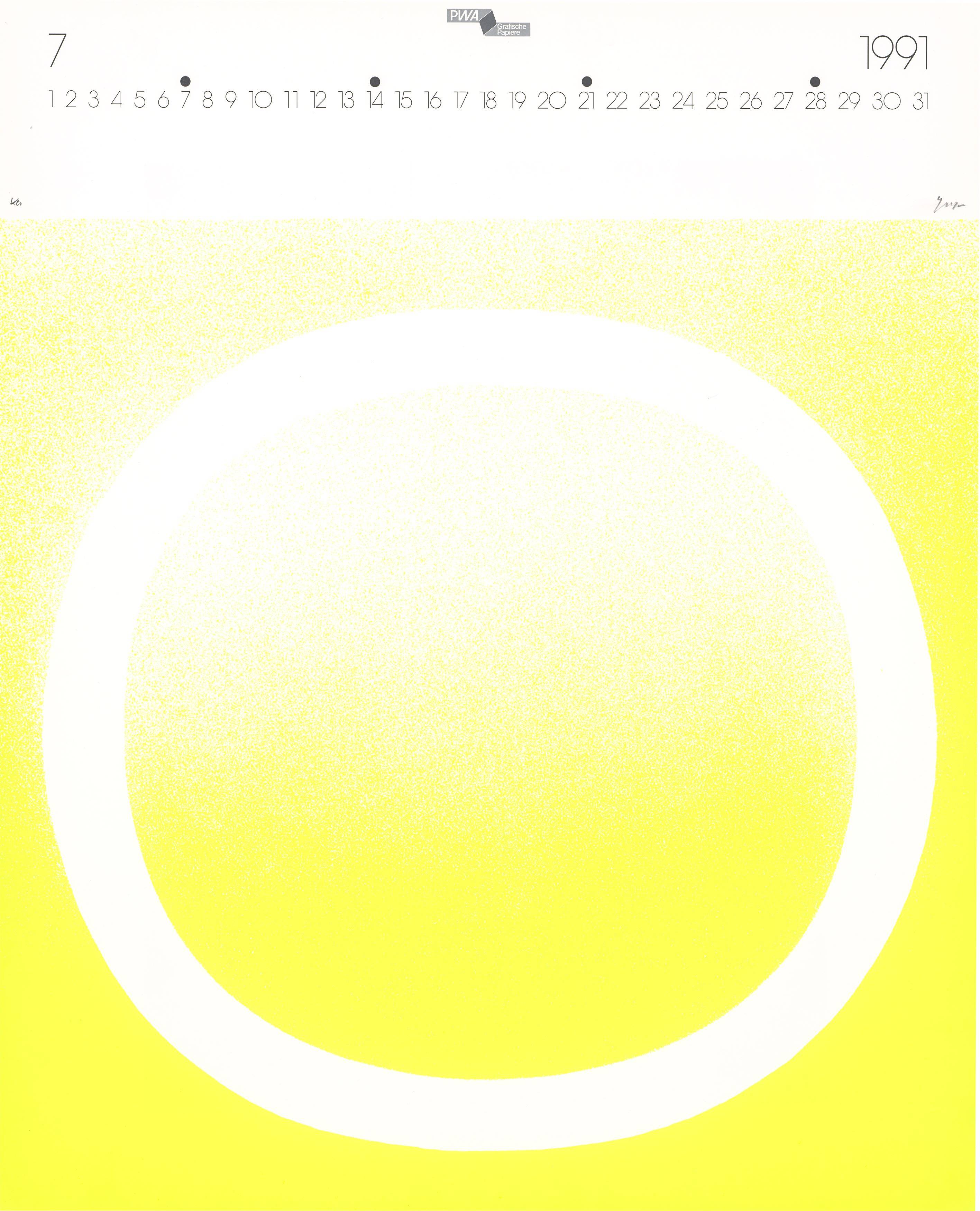 Auf diesem Bild ist das folgende Kunstwerk zu sehen: Rupprecht Geiger. „Kalender 1991“. 1990.