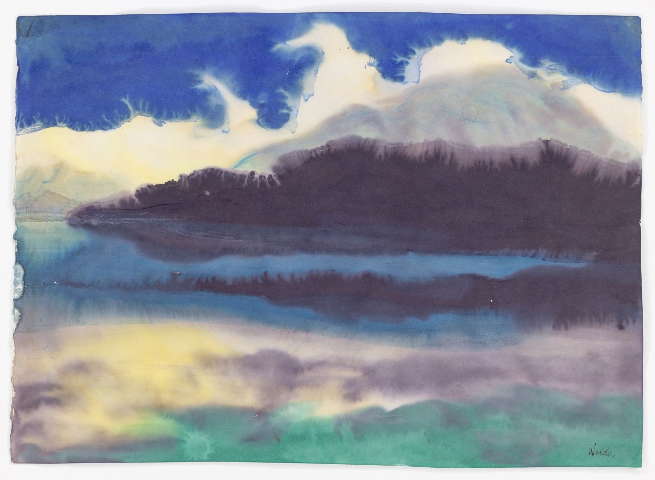 Auf diesem Bild ist das folgende Kunstwerk zu sehen: Emil Nolde. „Bergsee“ (Schweiz).