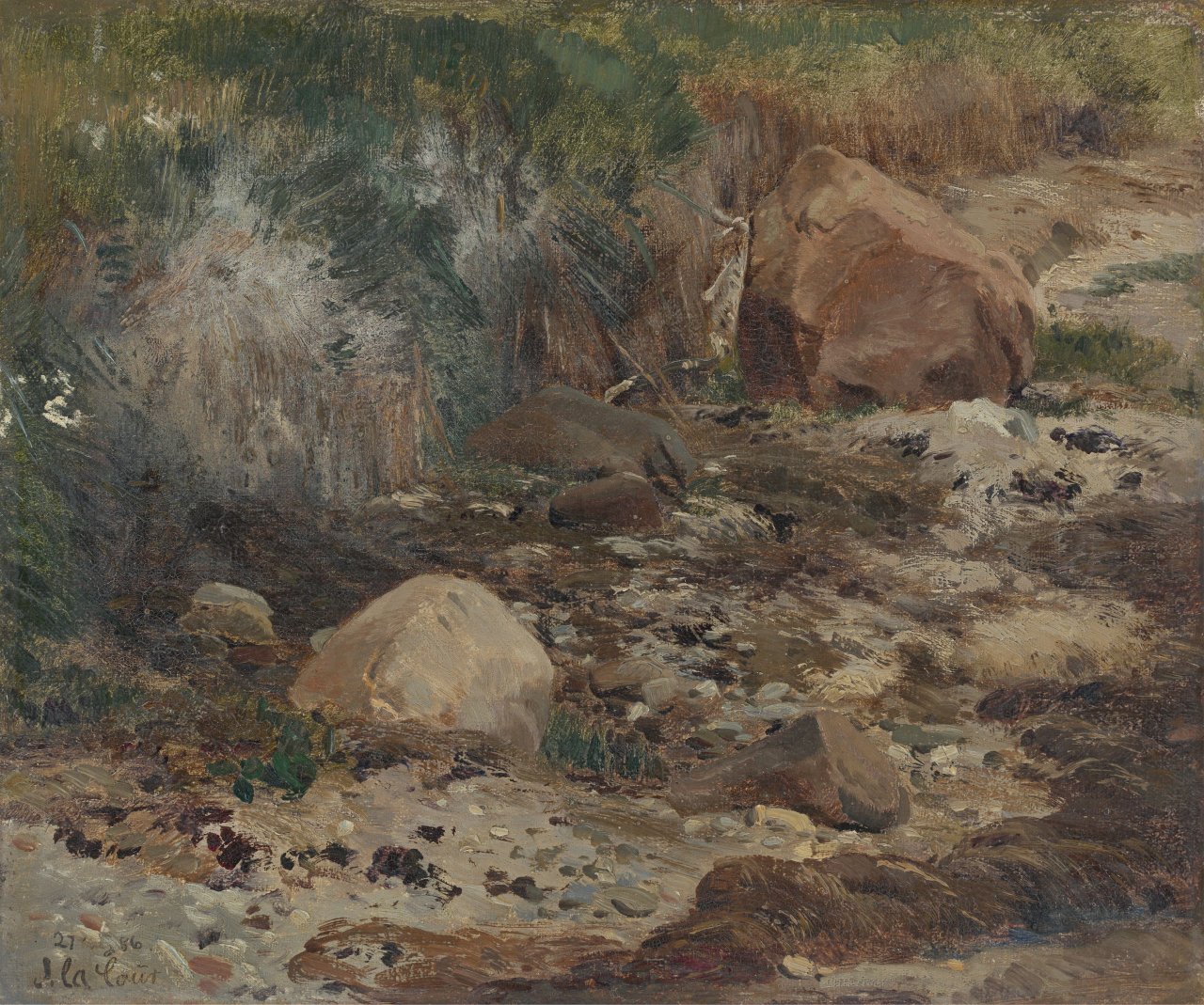 Auf diesem Bild ist das folgende Kunstwerk zu sehen: Janus Andreas Bartholin la Cour. Dünengras am Strand. 1886.