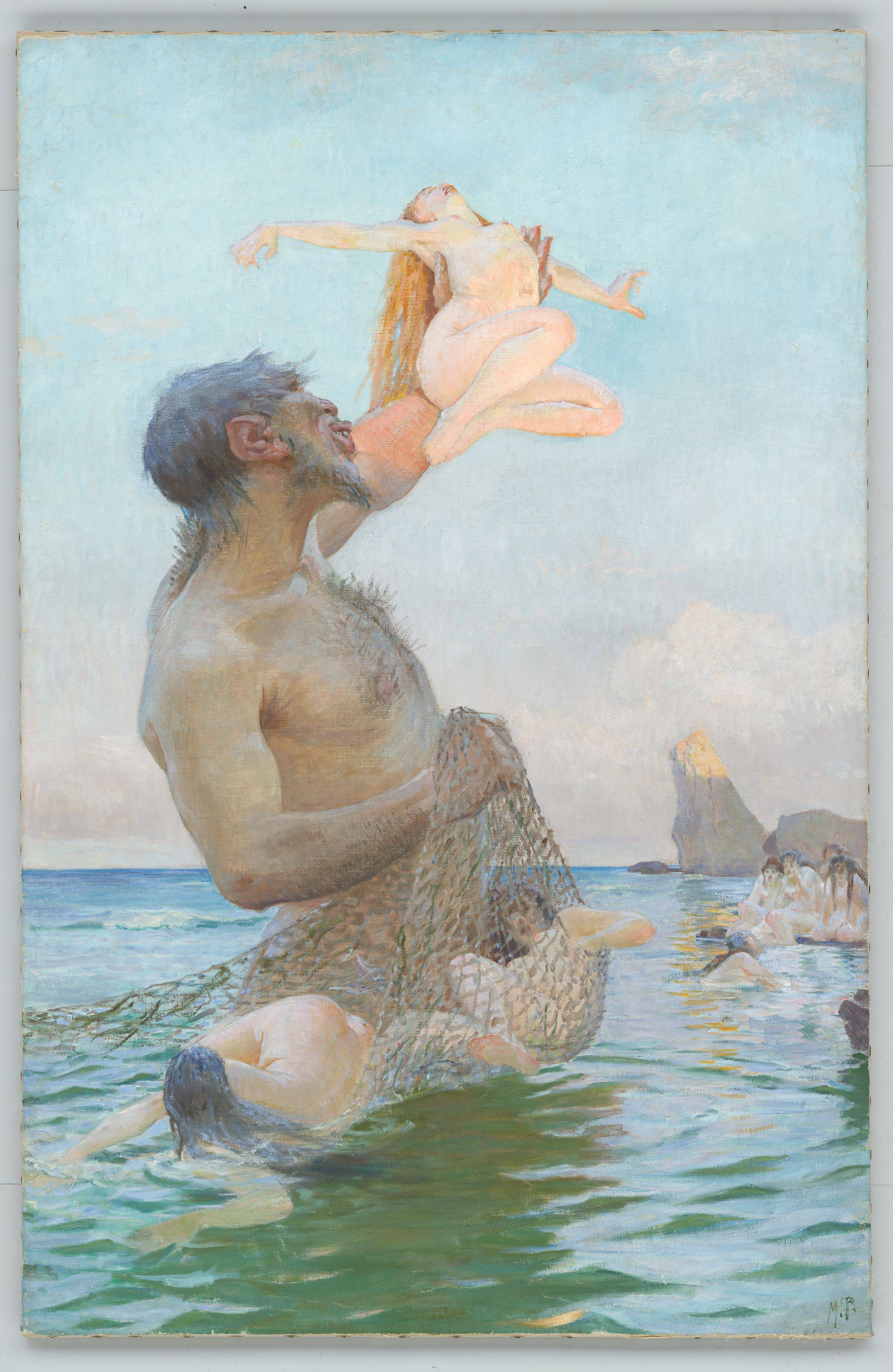 Auf diesem Bild ist das folgende Kunstwerk zu sehen: Max Pietschmann. Studie zu Fischzug des Polyphem. Um 1891.
