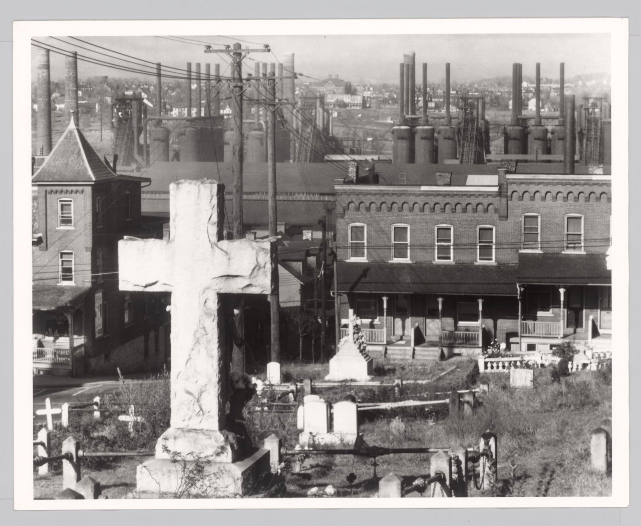 This picture shows the following artwork: Walker Evans. Bethlehem Graveyard and Steel Mill, Pennsylvania. 1935.