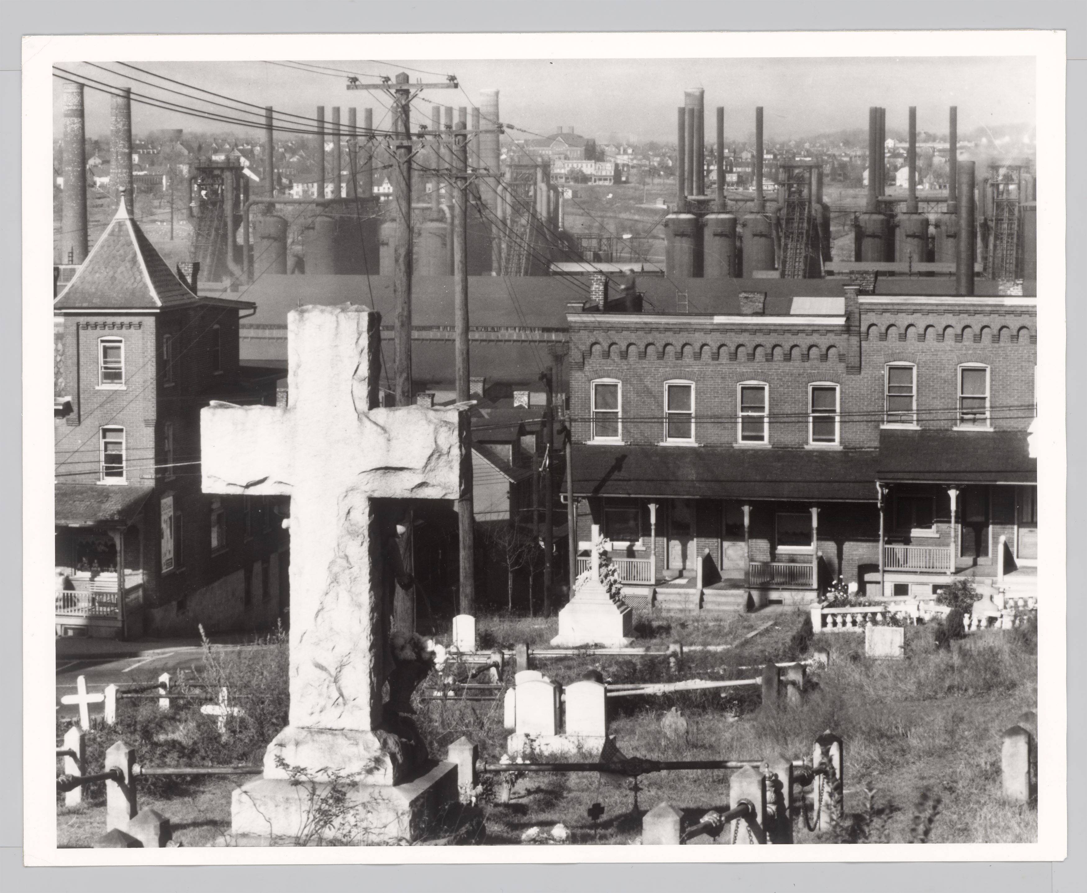 This picture shows the following artwork: Walker Evans. Bethlehem Graveyard and Steel Mill, Pennsylvania. 1935.