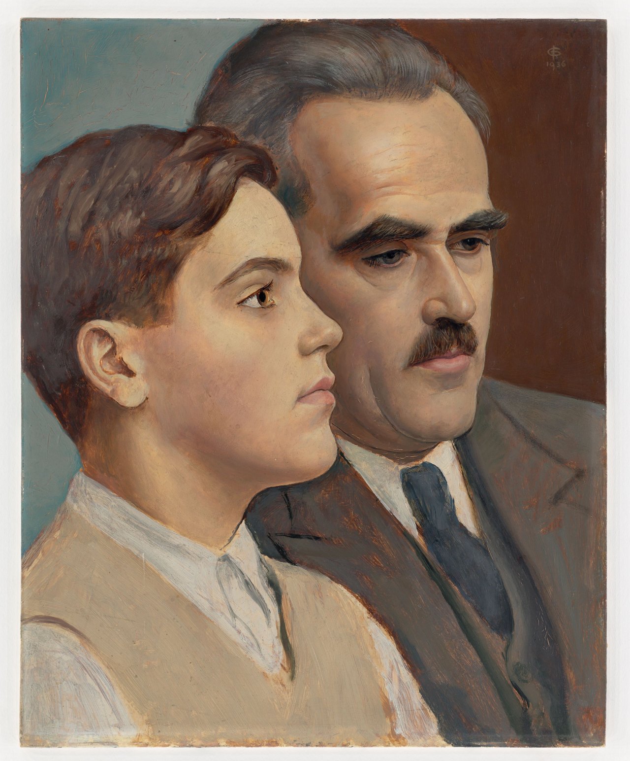 Auf diesem Bild ist das folgende Kunstwerk zu sehen: Imre Goth. Doppelporträt Vater und Sohn. 1936.