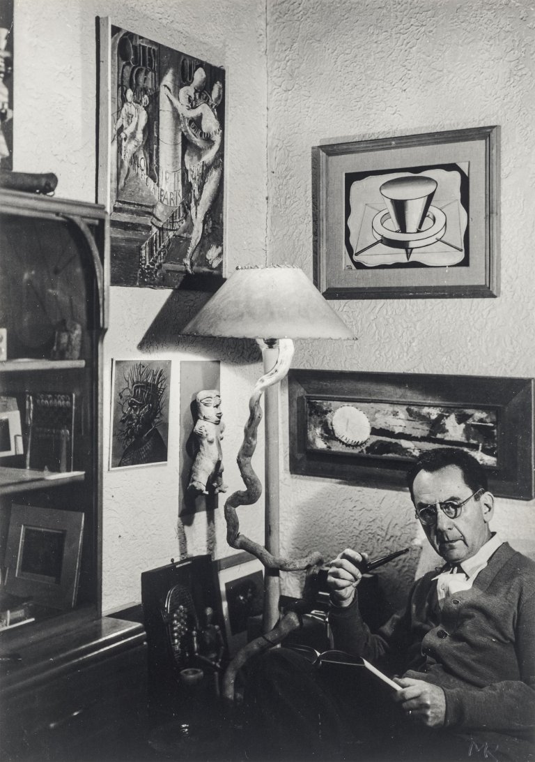 This picture shows the following artwork:  Man Ray. Man Ray in his home in Hollywood. 1948.