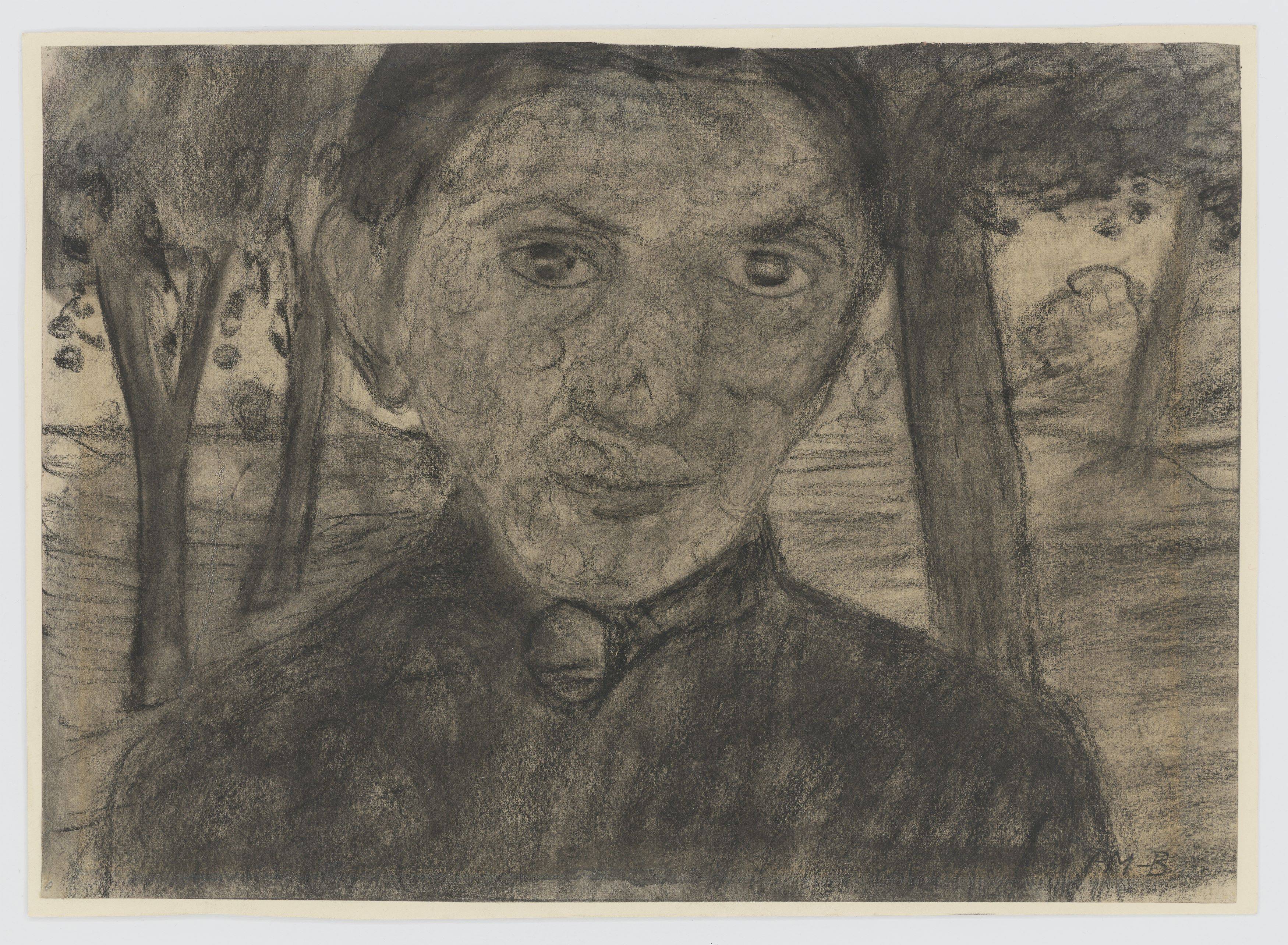 This picture shows the following artwork: Paula Modersohn-Becker. ”Selbstbildnis mit Landschaft vor Bäumen”. 1903.