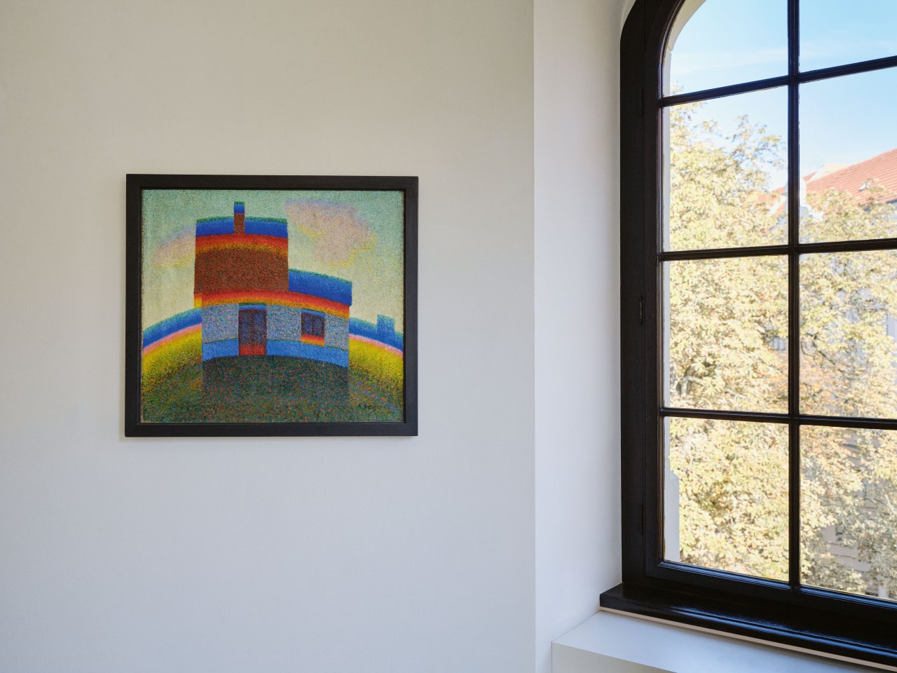 Auf diesem Bild ist das folgende Kunstwerk zu sehen: Arthur Segal. „Haus (prismatisch) II“. Um 1925.