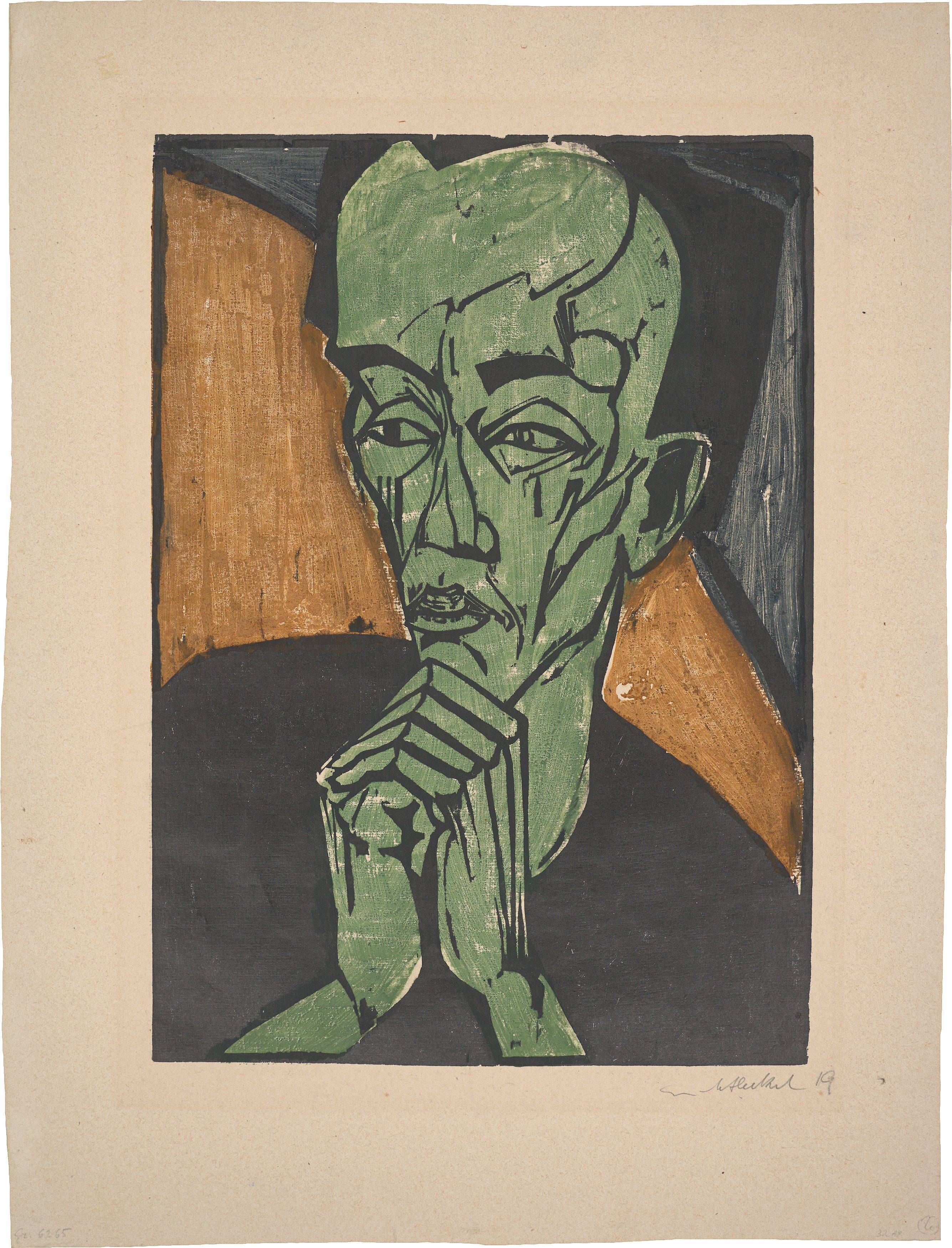 This picture shows the following artwork: Erich Heckel. ”Männerbildnis”. 1919.