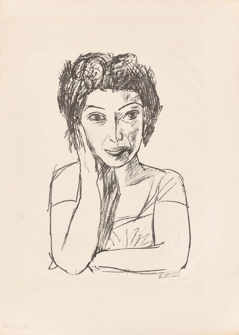 Auf diesem Bild ist das folgende Kunstwerk zu sehen: Max Beckmann. „Bildnis einer Rumänin II (Halbfigur)“. 1923.