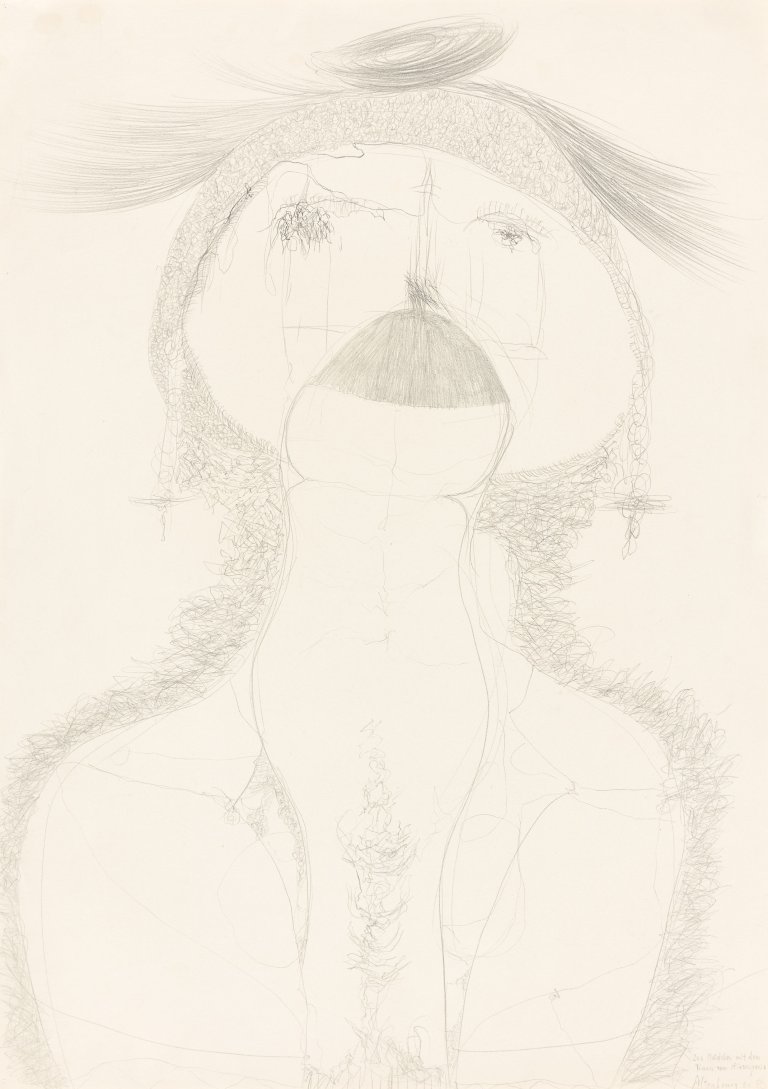 Auf diesem Bild ist das folgende Kunstwerk zu sehen: Gerhard Altenbourg. „Das Mädchen mit dem Traum vom Riesenpenis“. 1966.